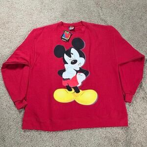 Vtg 90s Disney Mickey Mouse Sweatshirt Lg Thinking Graphic Unlimited Leigh M / L